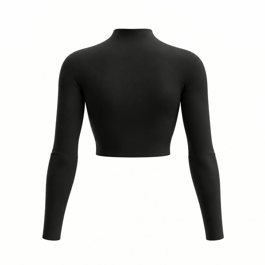 Black crop top back, matching blue style