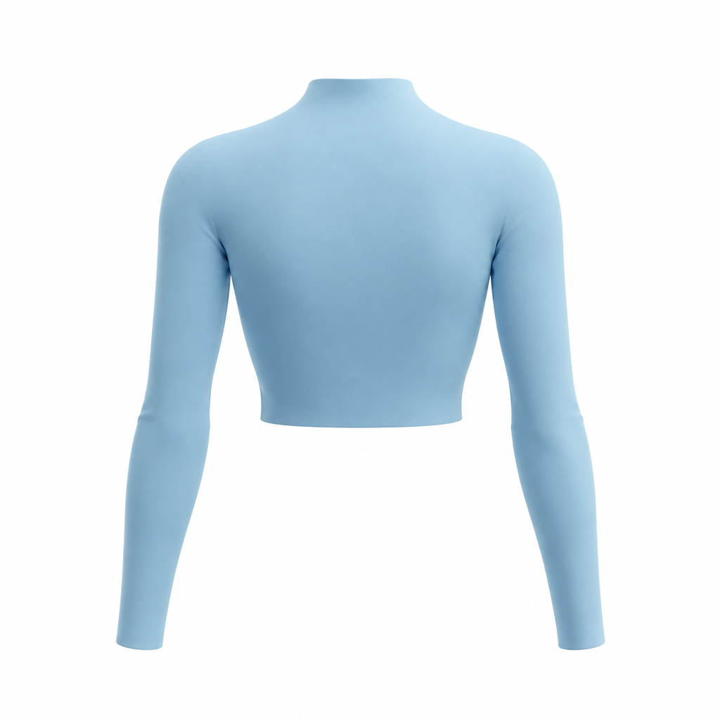 Light blue crop top back, seamless matte