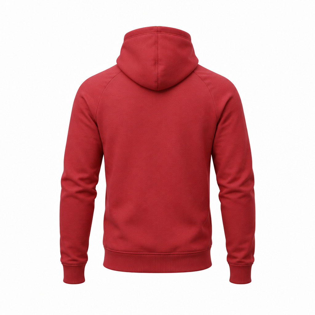 Red zip-up back, fresh from front