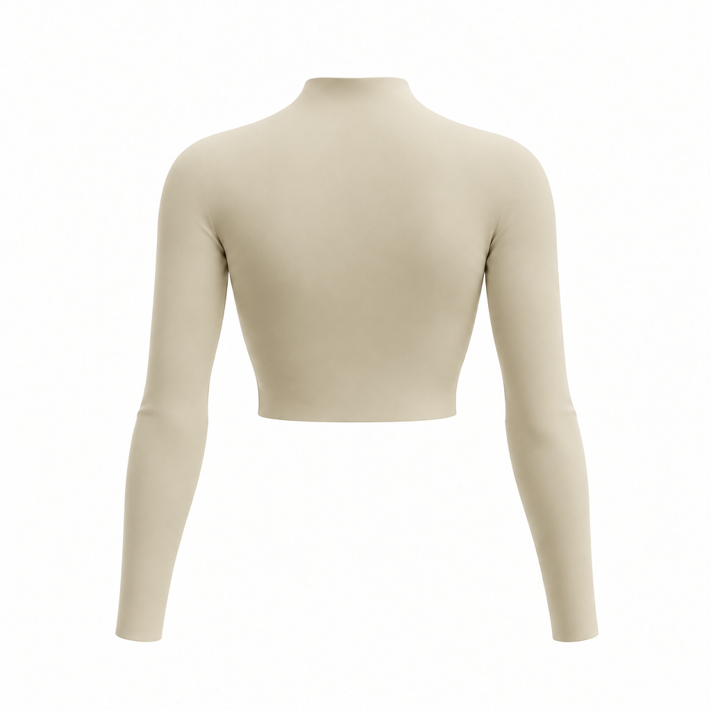 Tan crop top back, matching the blue back style