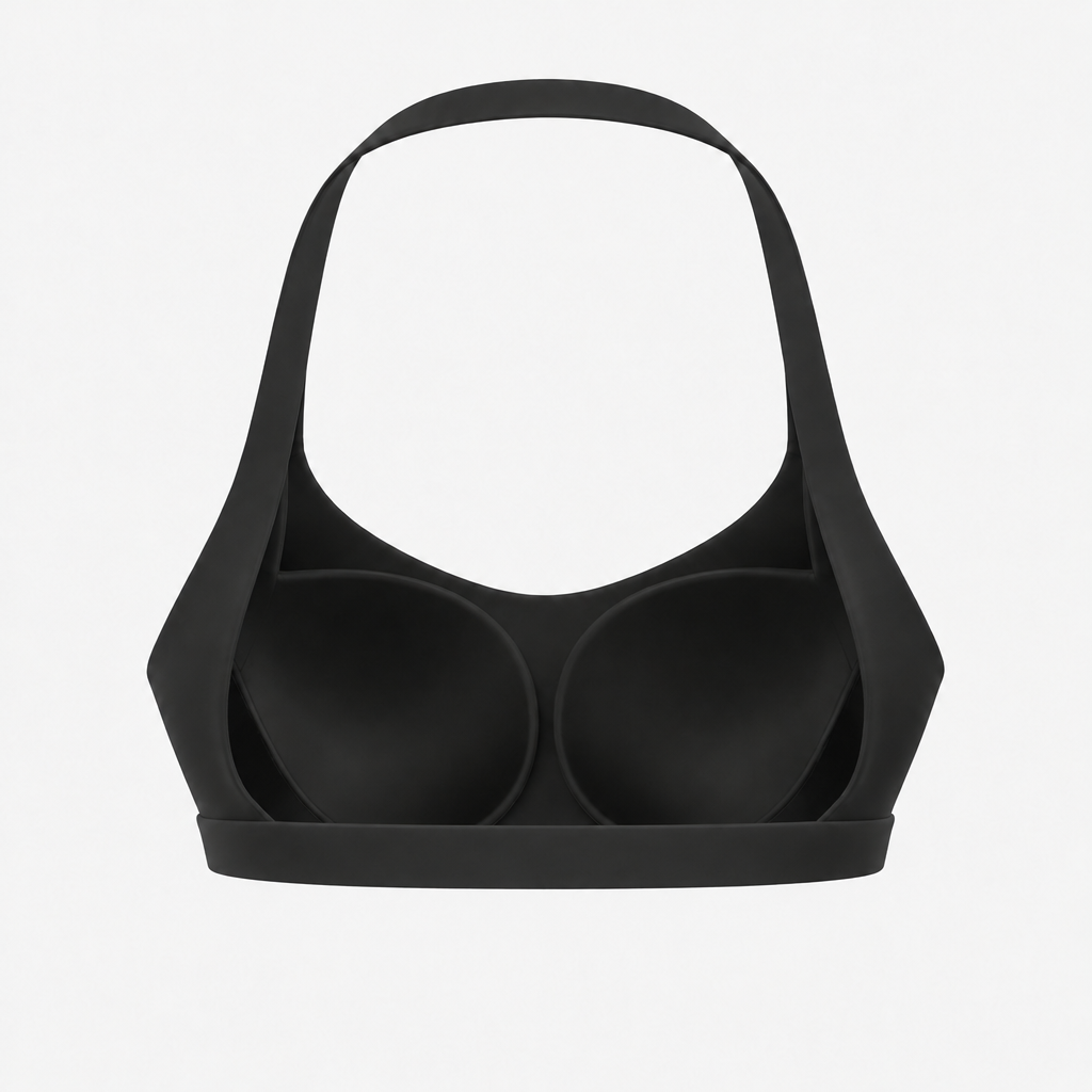 Thinner back band version of the halter bra ghost back